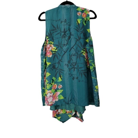 Johnny Was Zen Drapey Sleeveless Silk Floral Blouse - Picture 8 of 11